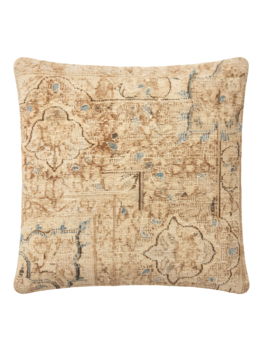 Vintage Persian hand-knotted cushion cover, flat lay