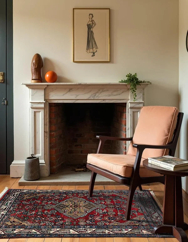 Hamadan Persian Vintage Hand Knotted Wool Rug - 150 x 105 cm