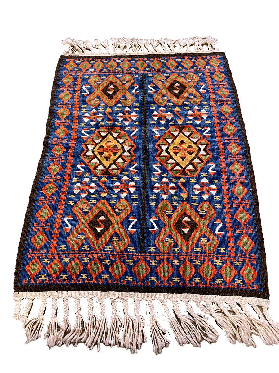 Hittite Vintage Hand Woven Turkish Wool Kilim Rug - 74 x 58 cm