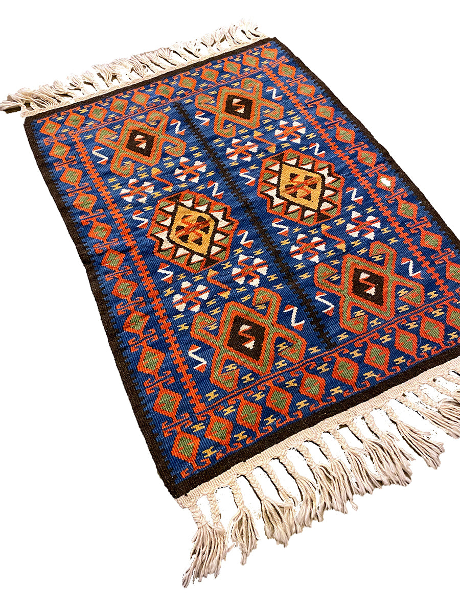 Hittite Vintage Hand Woven Turkish Wool Kilim Rug - 74 x 58 cm