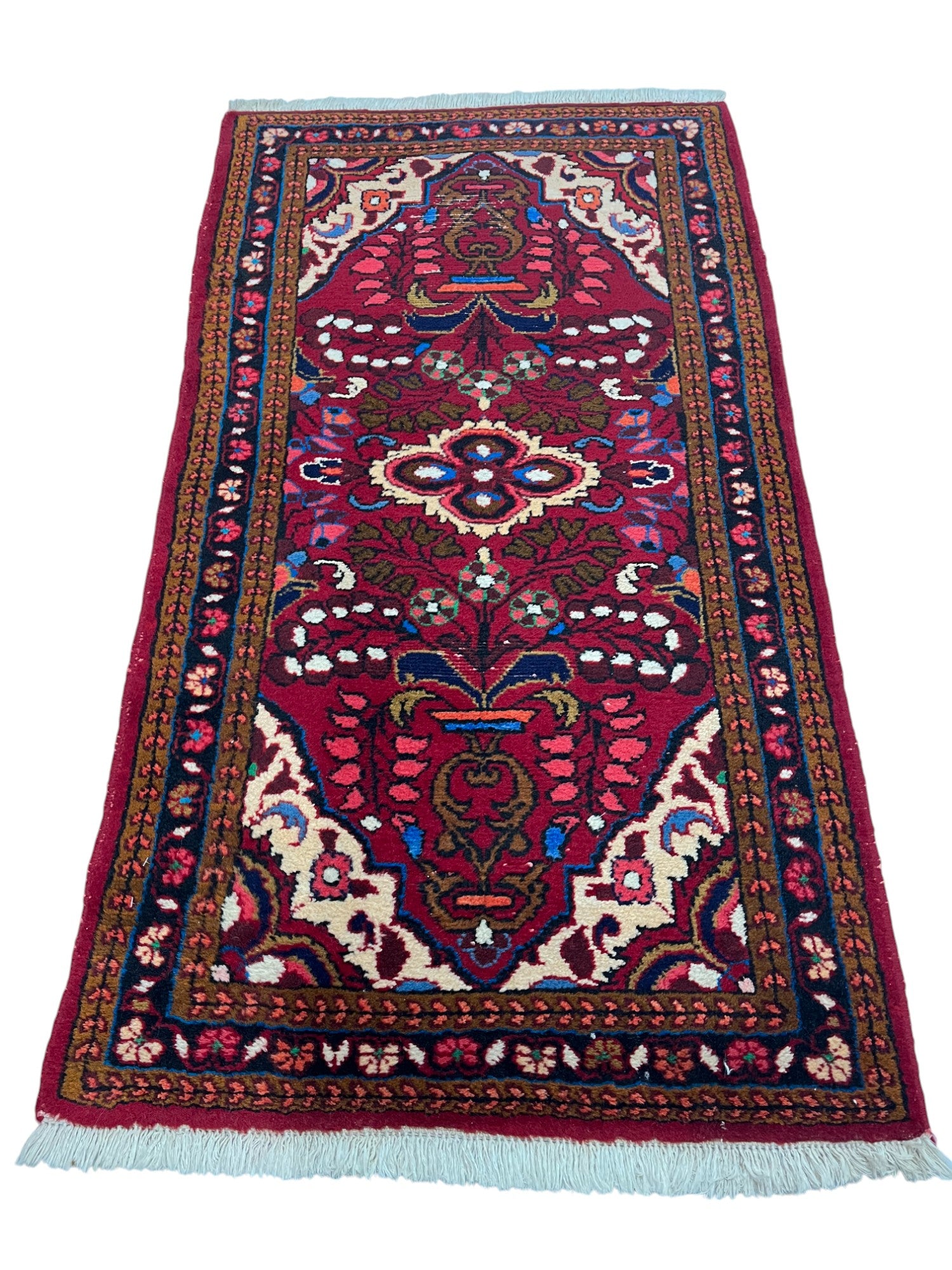 Shiraz Persian Vintage Hand Knotted Wool Rug - 140 x 80 cm