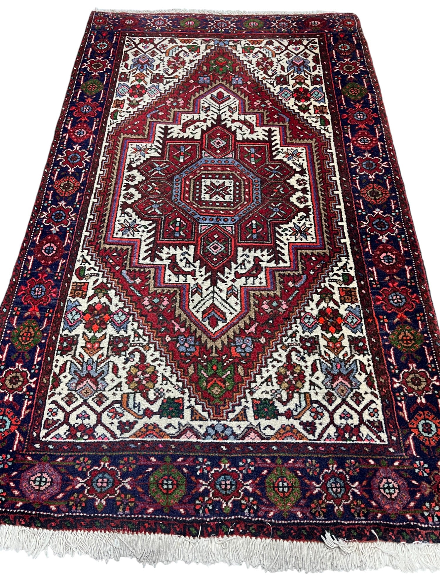 Persian Gabbeh Vintage Hand Knotted Wool Rug - 130 x 75 cm