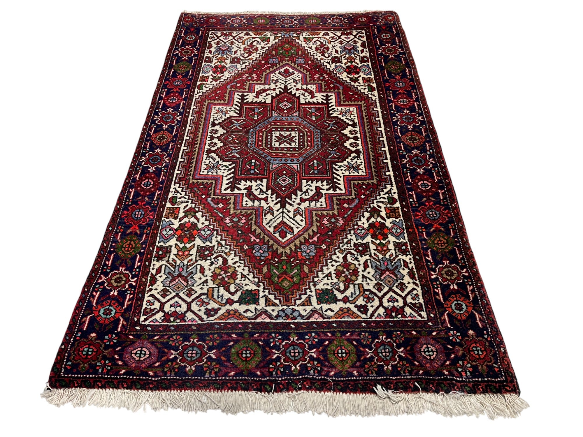Persian Gabbeh Vintage Hand Knotted Wool Rug - 130 x 75 cm