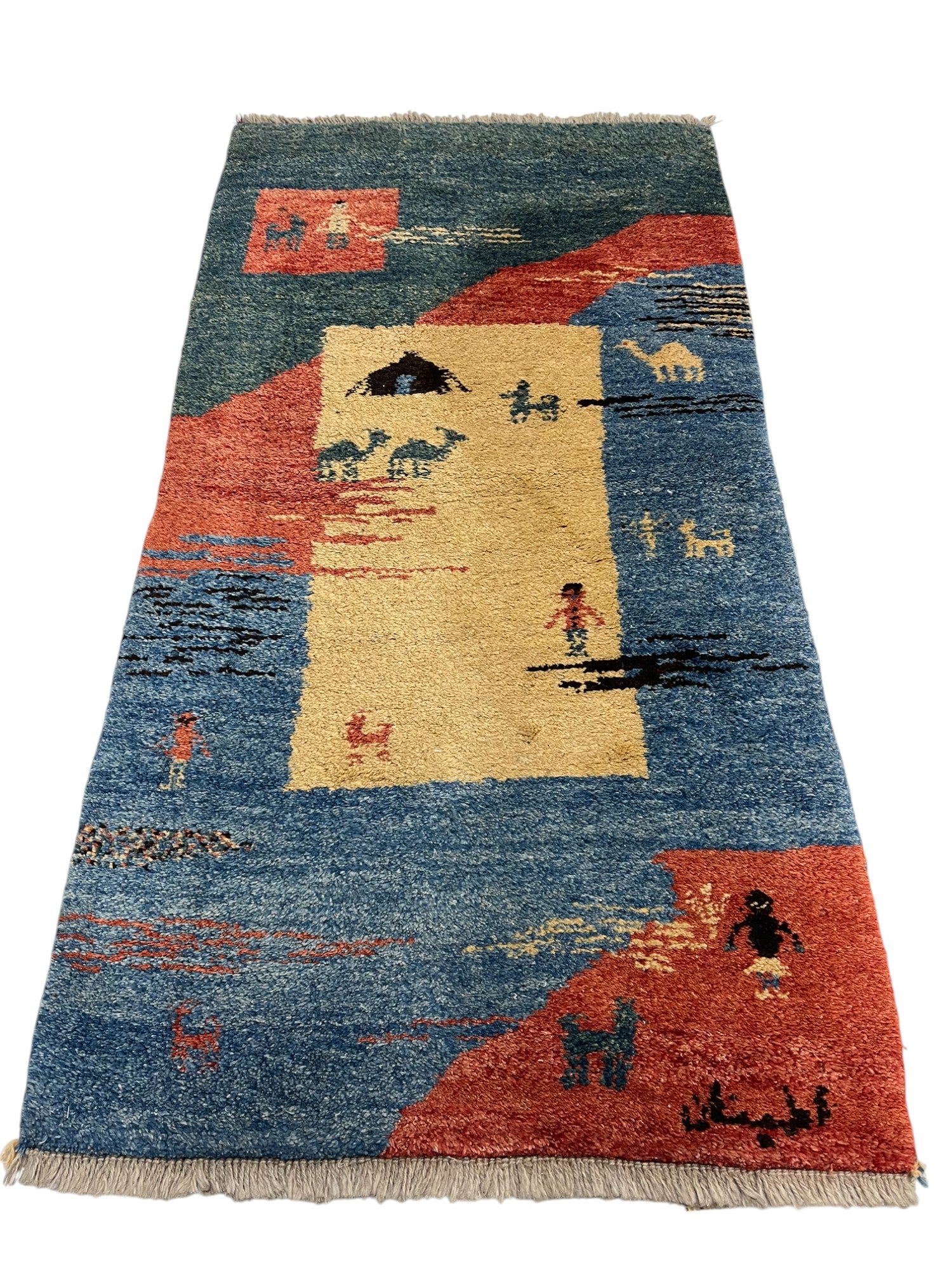 Gabbeh Persian Vintage Hand Knotted Wool Rug - 140 x 70 cm