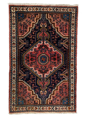 Hamadan Persian Vintage Hand Knotted Wool Rug - 130 x 80 cm