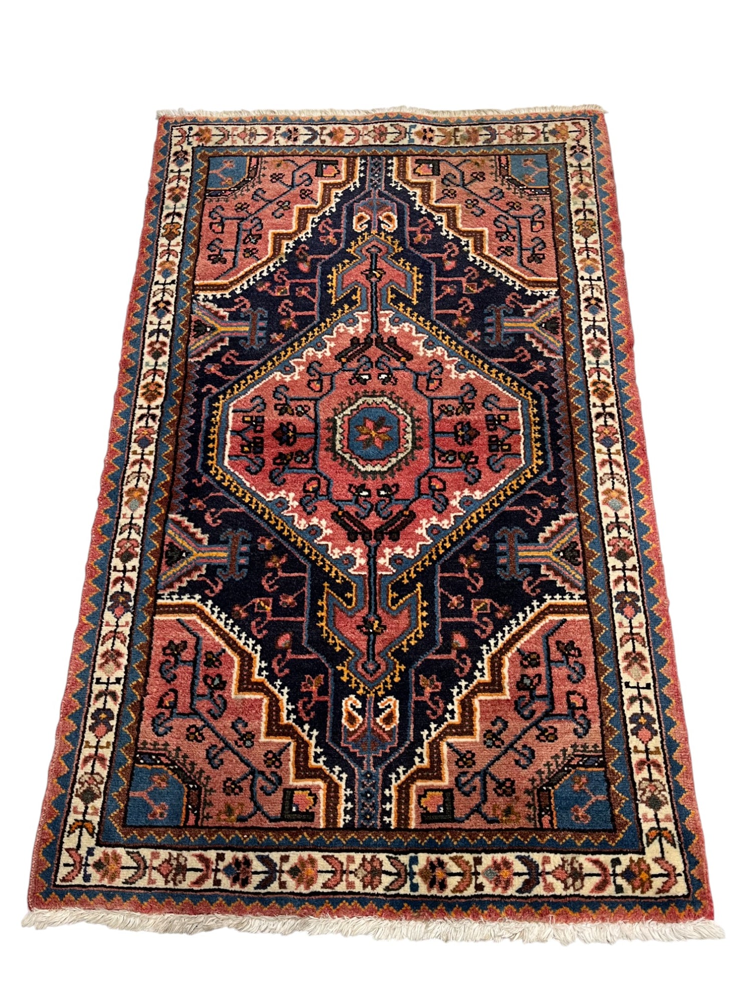 Hamadan Persian Vintage Hand Knotted Wool Rug - 130 x 80 cm