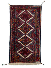 Hamadan Persian Vintage Hand Knotted Wool Rug - 145 x 70 cm
