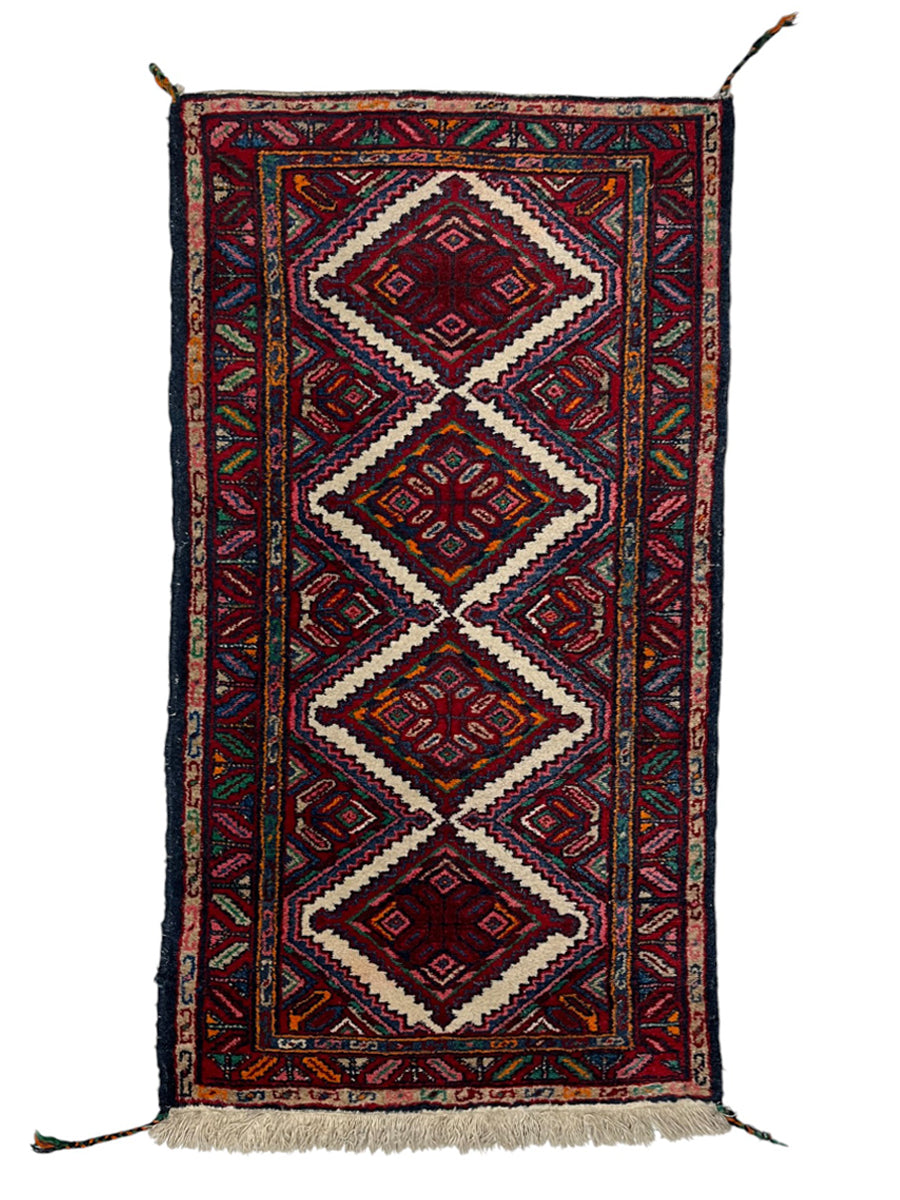 Hamadan Persian Vintage Hand Knotted Wool Rug - 145 x 70 cm