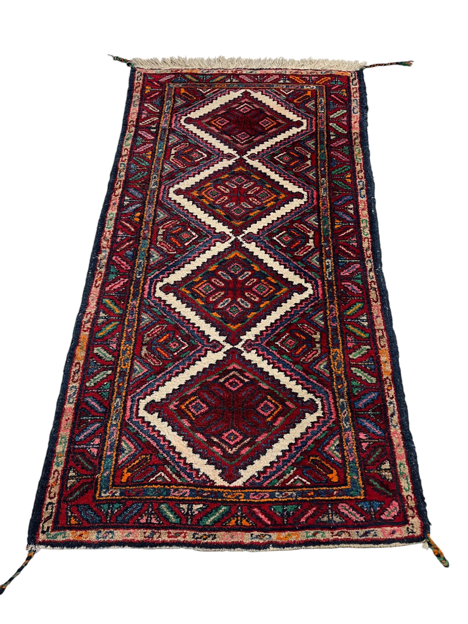 Hamadan Persian Vintage Hand Knotted Wool Rug - 145 x 70 cm