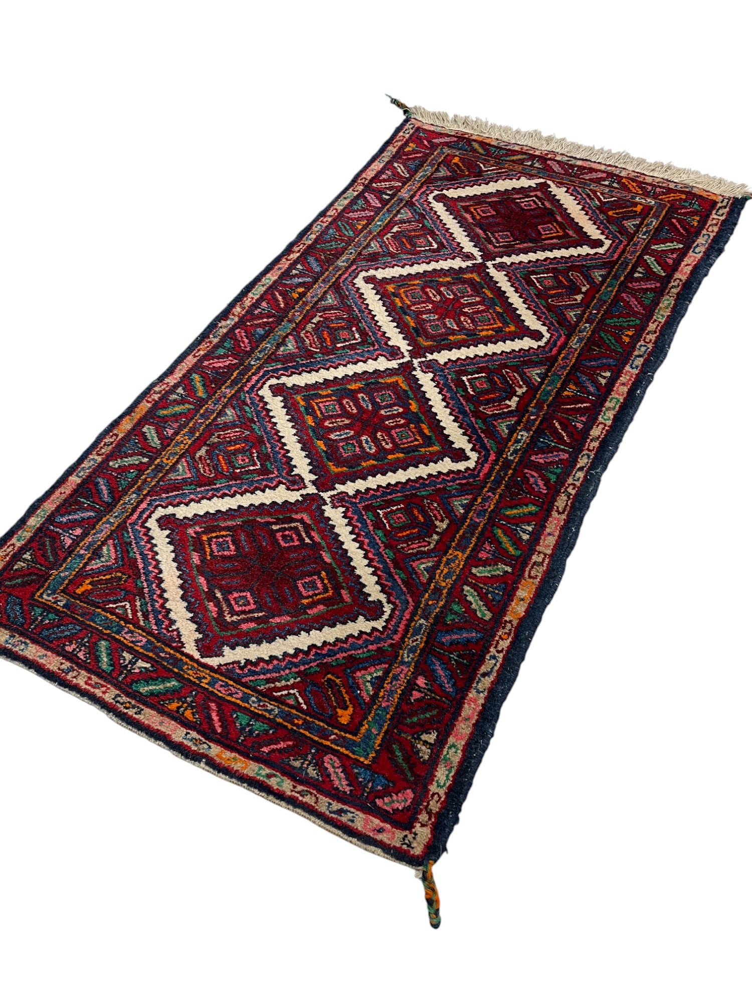 Hamadan Persian Vintage Hand Knotted Wool Rug - 145 x 70 cm