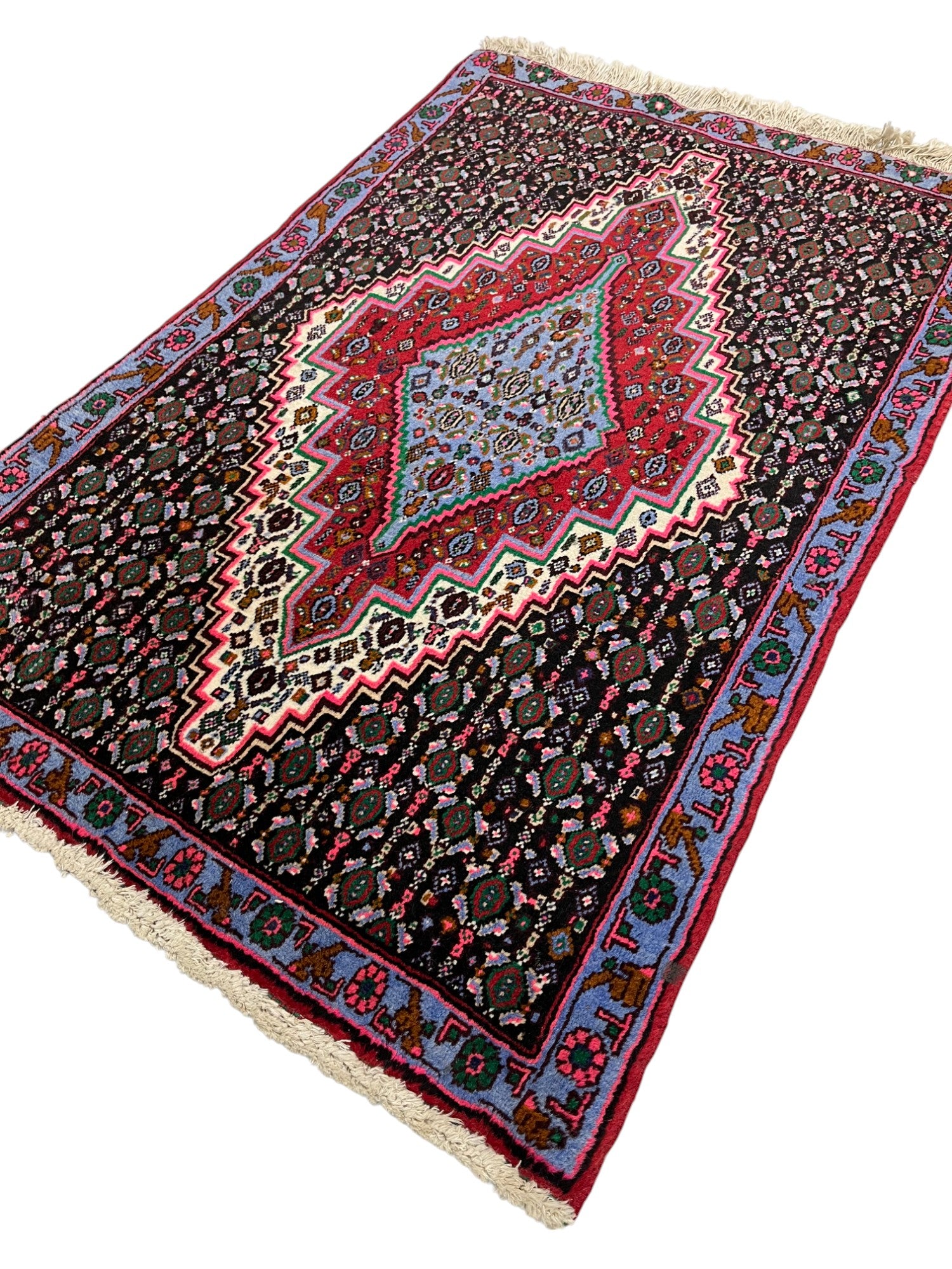 Senneh Persian Vintage Hand Knotted Wool Rug - 125 x 80 cm
