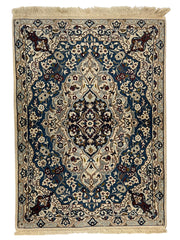 Nain Persian Vintage Hand Knotted Wool Rug - 130 x 90 cm