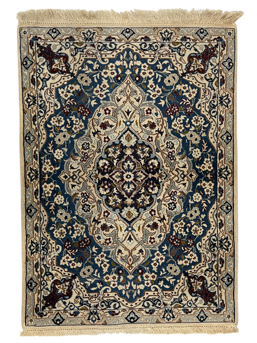 Nain Persian Vintage Hand Knotted Wool Rug - 130 x 90 cm