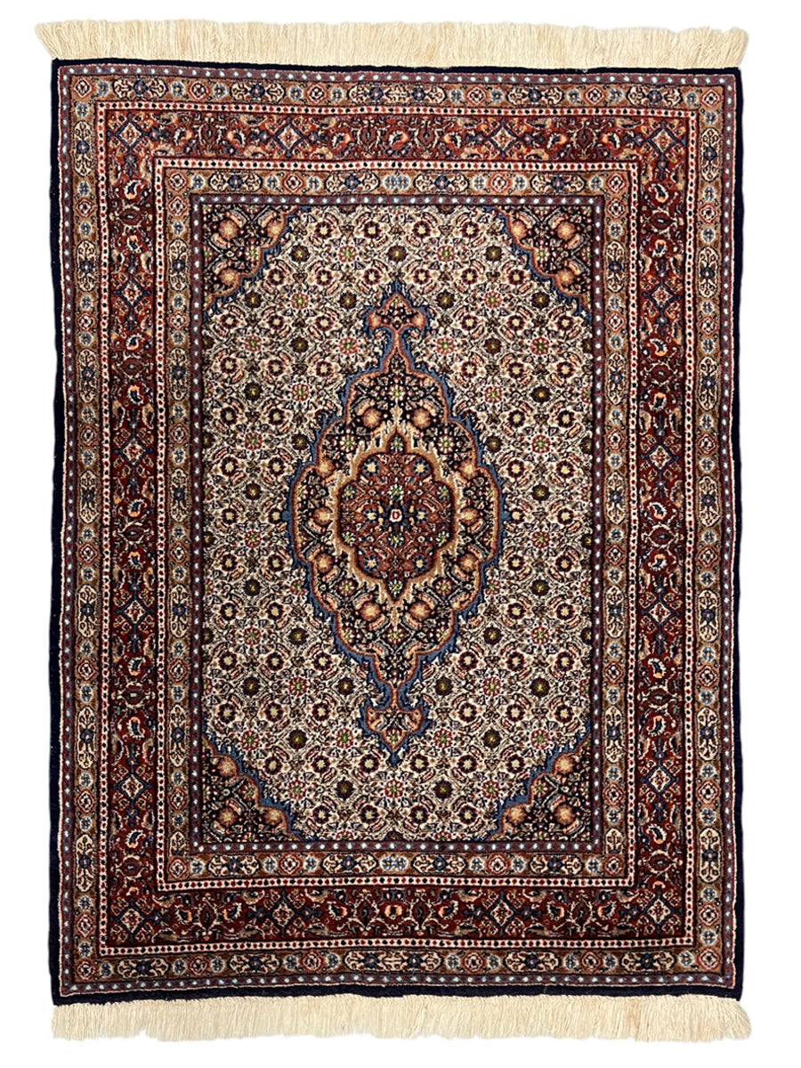 Moud Persian  Vintage Hand Knotted Wool Rug - 145 x 100 cm