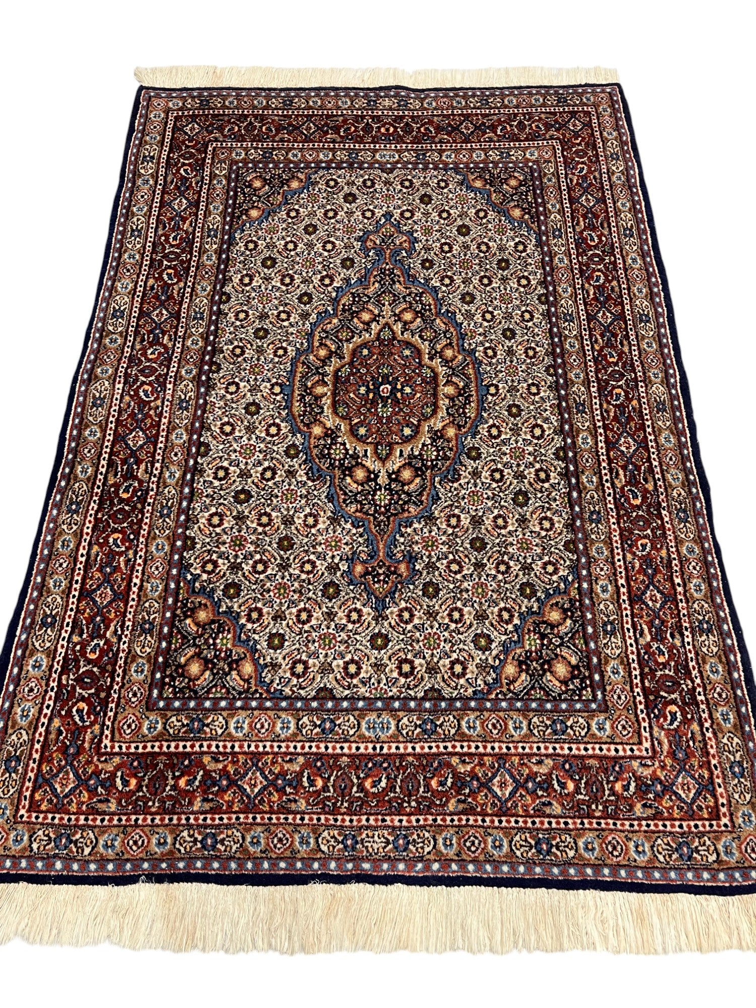 Moud Persian  Vintage Hand Knotted Wool Rug - 145 x 100 cm