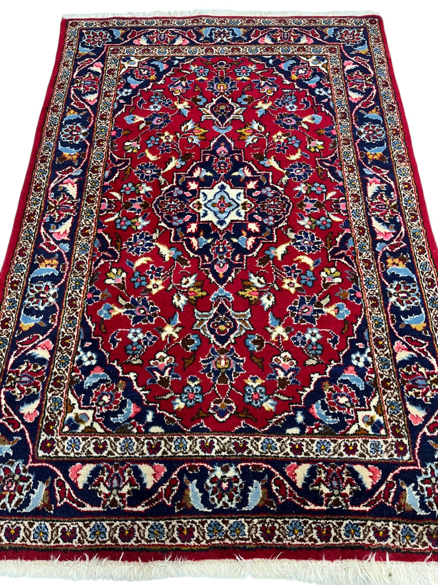 Kashan Persian Vintage Hand Knotted Wool Rug - 150 x 100 cm