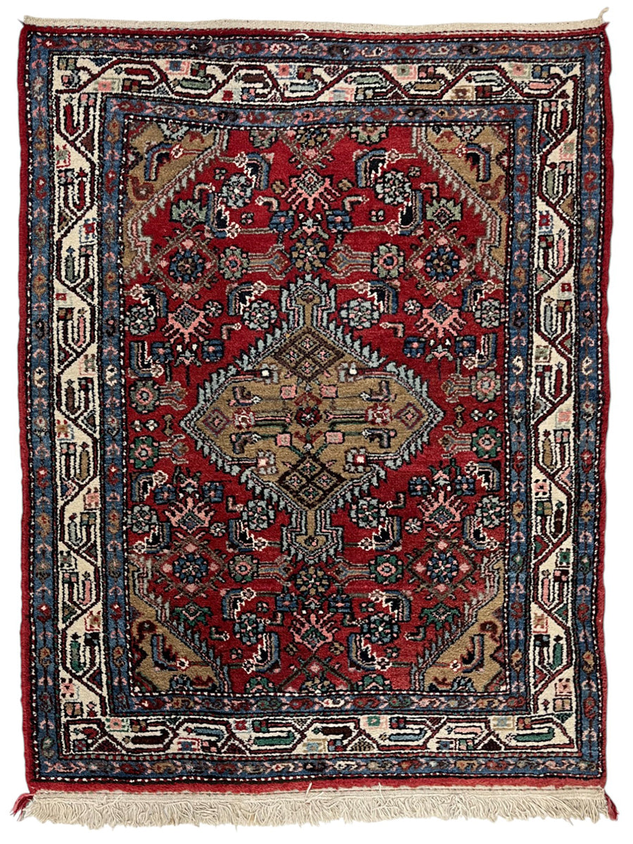 Hamadan Persian Vintage Hand Knotted Wool Rug - 150 x 105 cm