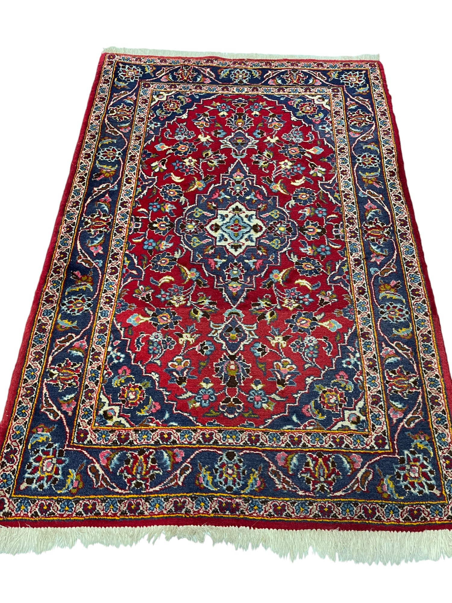 Kashan Persian Vintage Hand Knotted Wool Rug - 150 x 100 cm