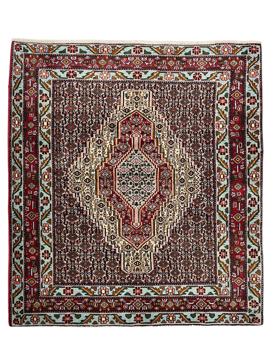 Senneh Persian Vintage Hand Knotted Wool Rug - 150 x 130 cm