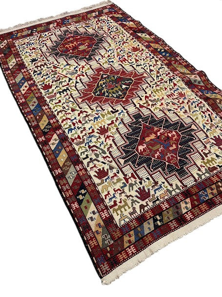 Kilim Persian Vintage Hand Knotted Wool Rug - 200 x 120 cm