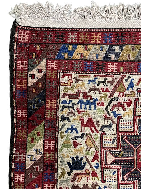 Kilim Persian Vintage Hand Knotted Wool Rug - 200 x 120 cm