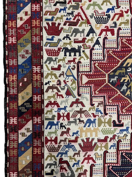 Kilim Persian Vintage Hand Knotted Wool Rug - 200 x 120 cm