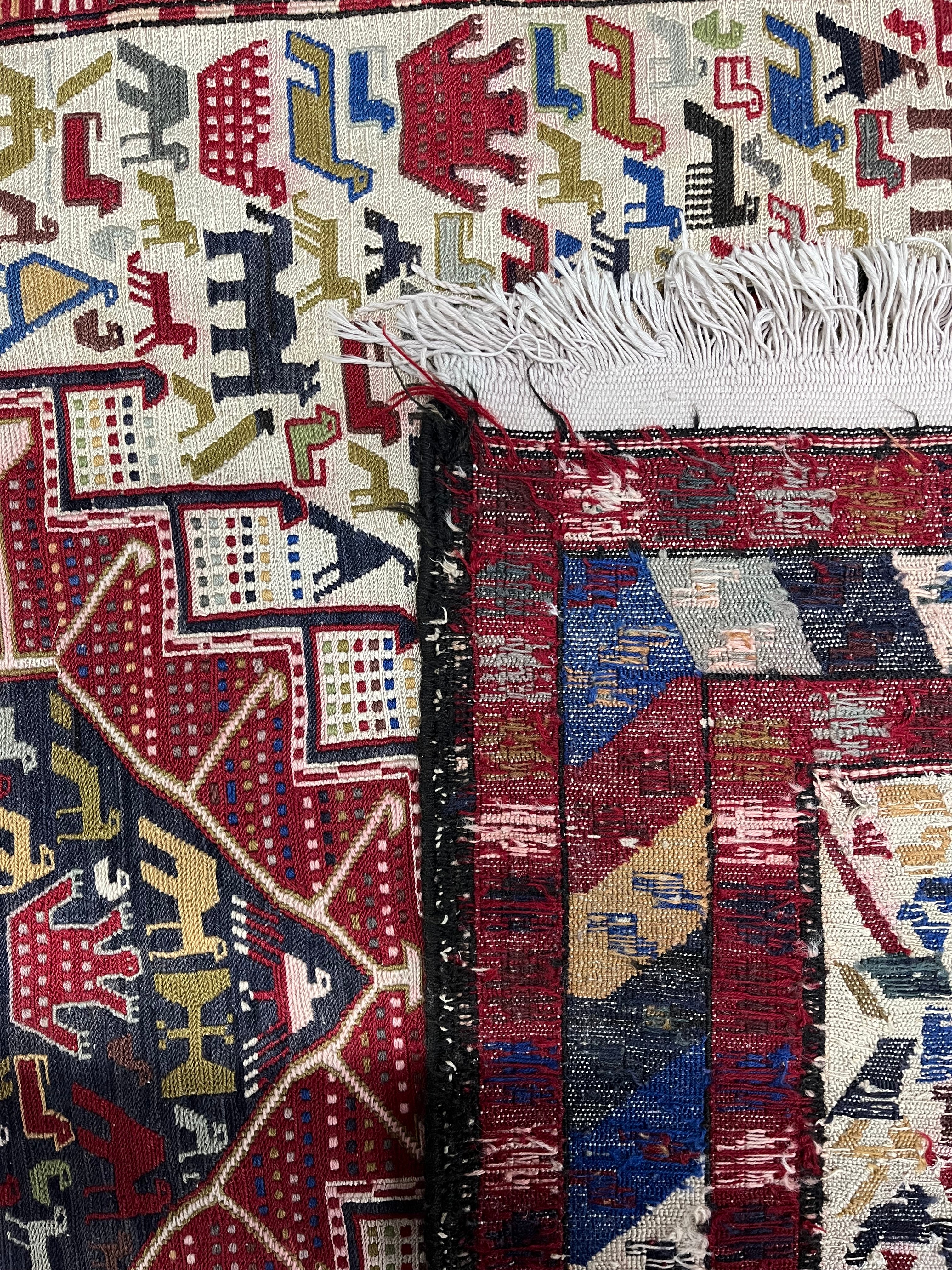 Kilim Persian Vintage Hand Knotted Wool Rug - 200 x 120 cm