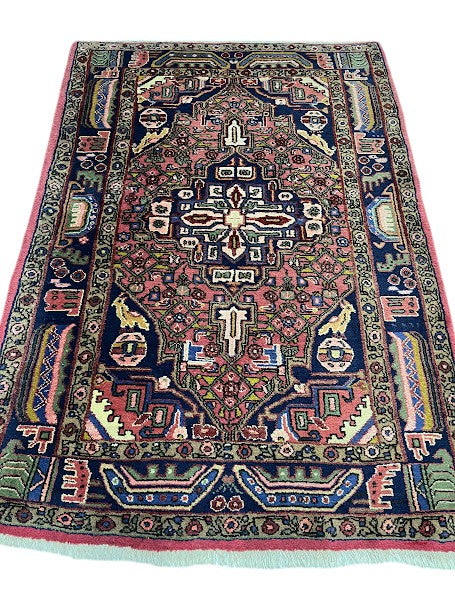 Nahavand Persian Vintage Hand Knotted Wool Rug - 150 x 100 cm