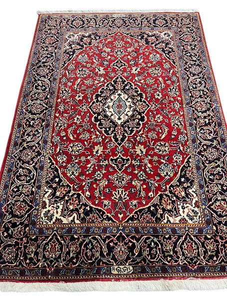 Kashan Persian Vintage Hand Knotted Wool Rug - 170 x 115 cm