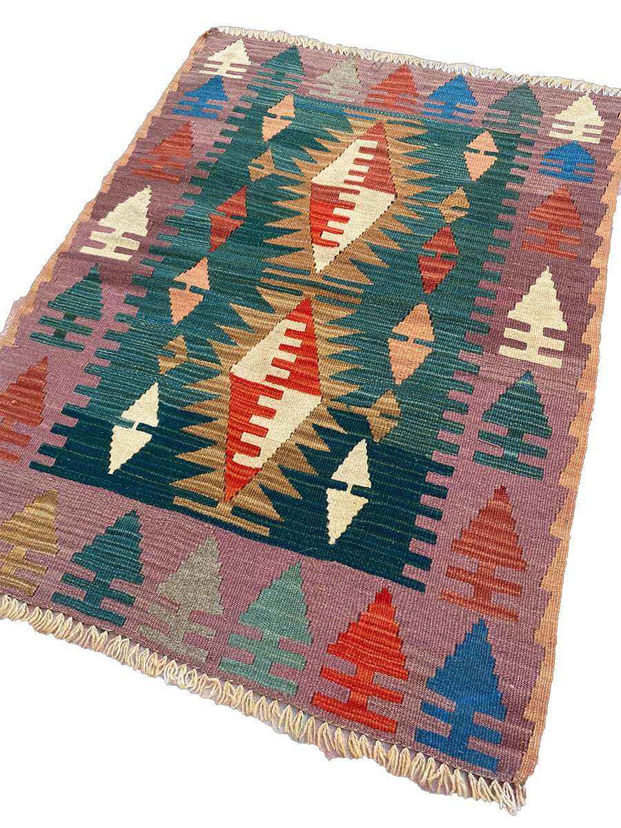 Konya Vintage Hand Woven Turkish Wool Kilim Rug - 101 x 80 cm