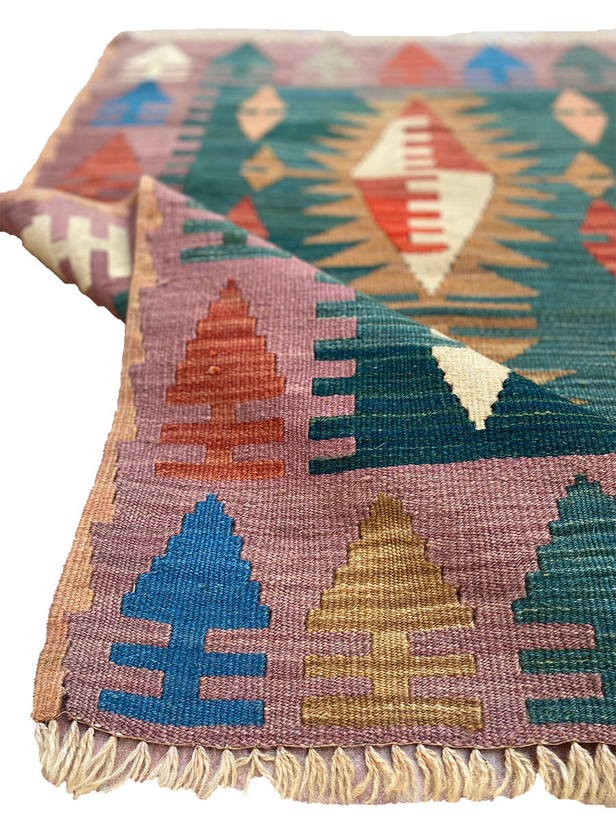 Konya Vintage Hand Woven Turkish Wool Kilim Rug - 101 x 80 cm