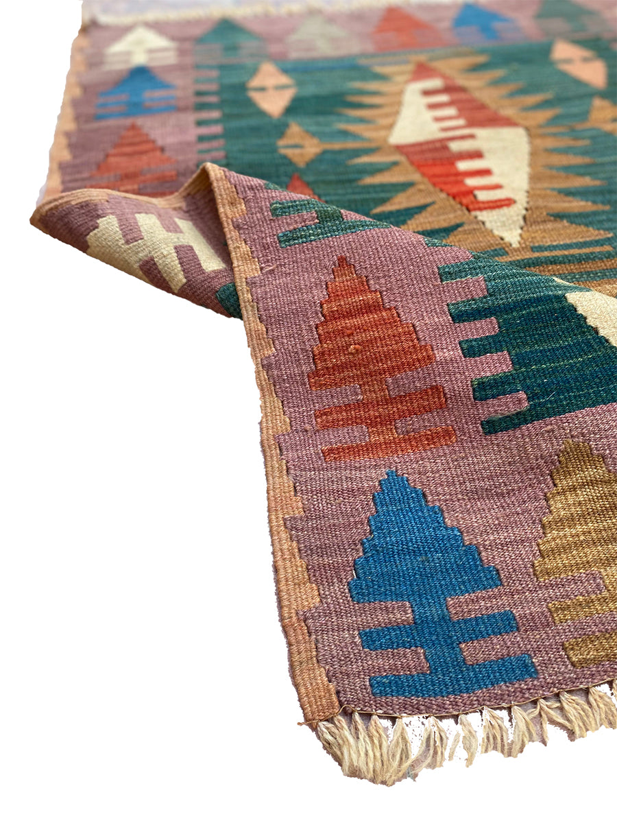 Konya Vintage Hand Woven Turkish Wool Kilim Rug - 101 x 80 cm