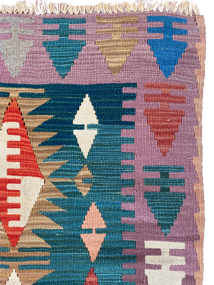 Konya Vintage Hand Woven Turkish Wool Kilim Rug - 101 x 80 cm