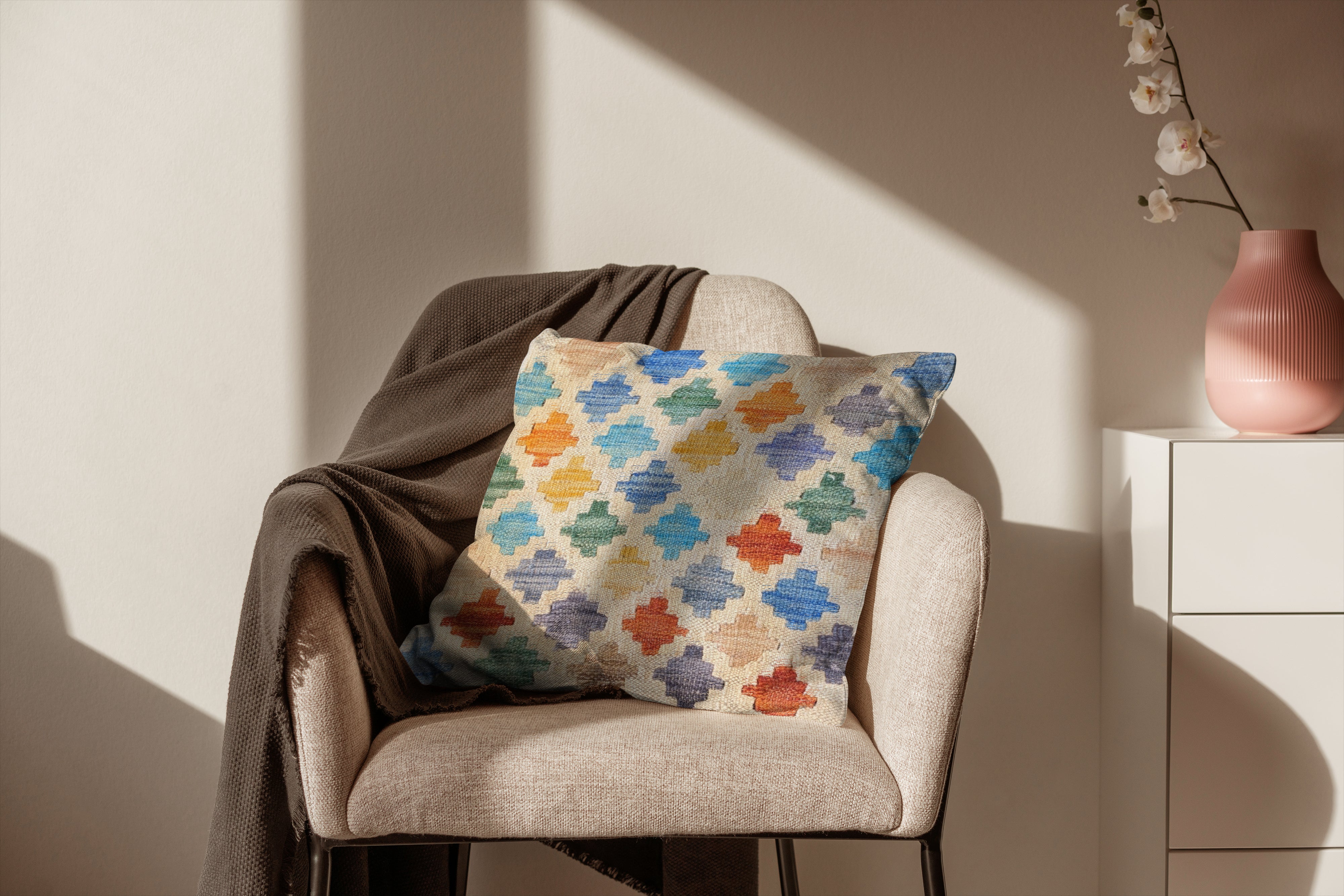 Afghan Kilim Cushion Cover - 46 x 46 cm