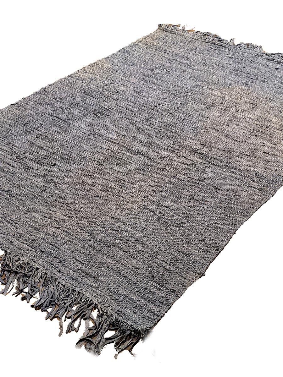 Flatweave Overdyed Jute & Leather Rug - 216 × 125 cm
