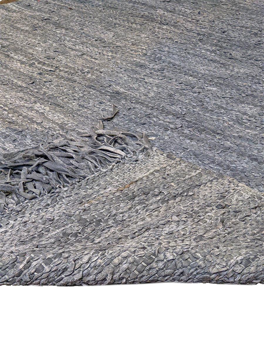 Flatweave Overdyed Jute & Leather Rug - 216 × 125 cm