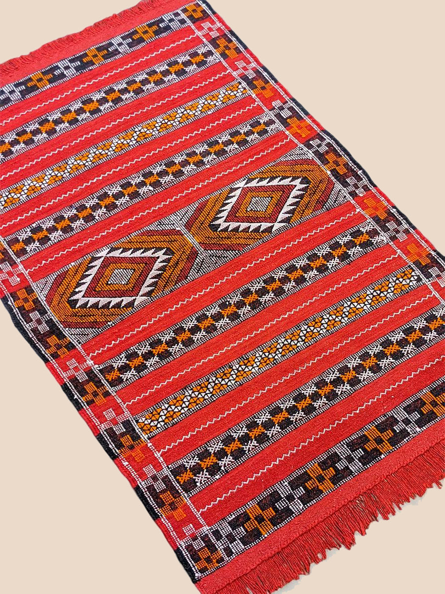 Berbliss, handgewebter marokkanischer Kelim-Teppich im Tribal-Stil, Größe: 4 x 2,6 