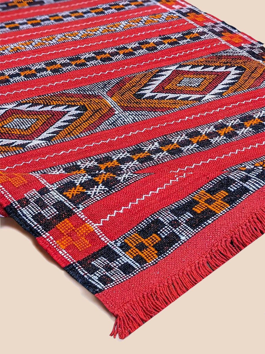 Berbliss, handgewebter marokkanischer Kelim-Teppich im Tribal-Stil, Größe: 4 x 2,6 