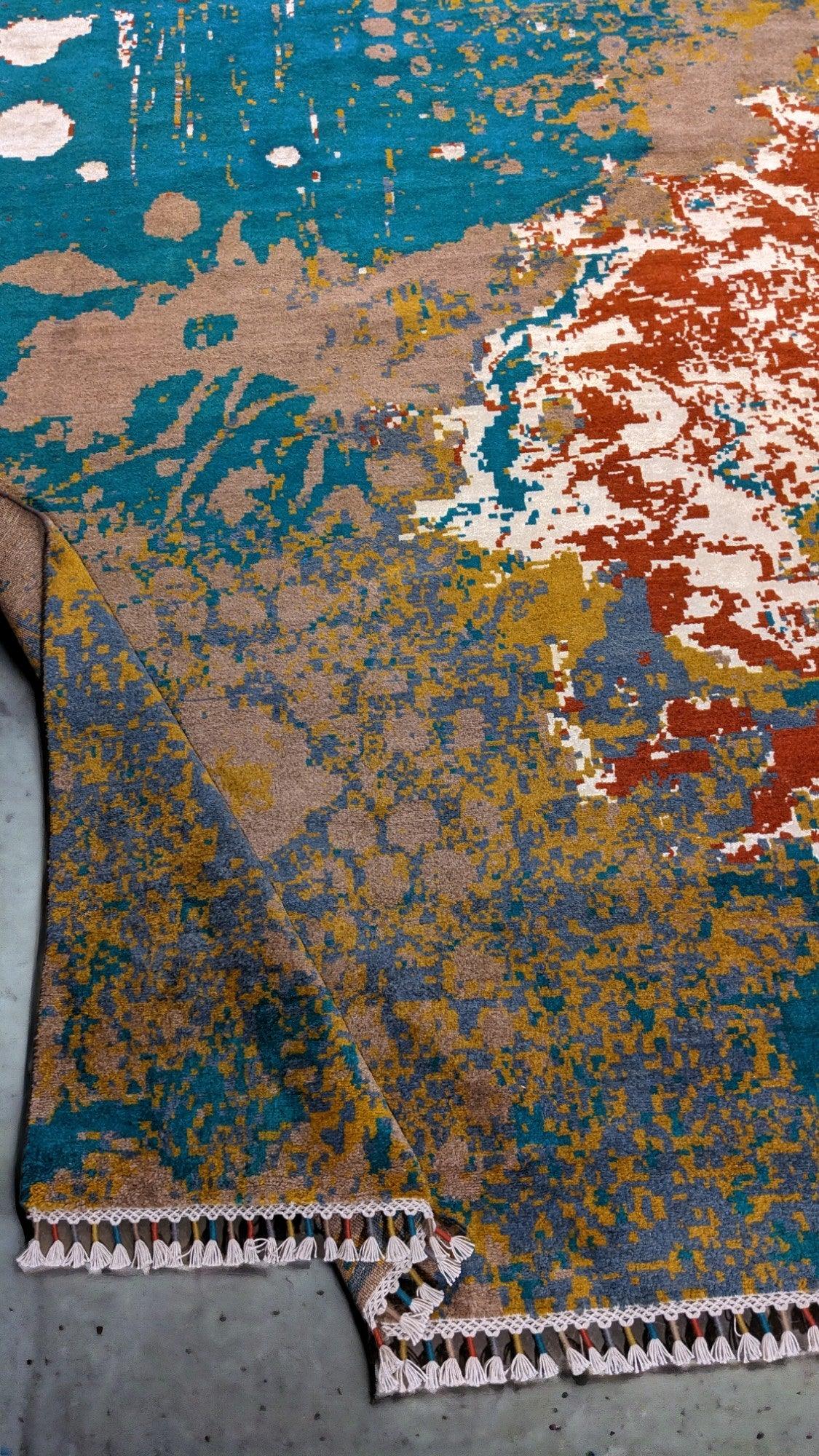 Moderner Chobi Seiden- & Wollteppich – Größe: 304 × 243 cm