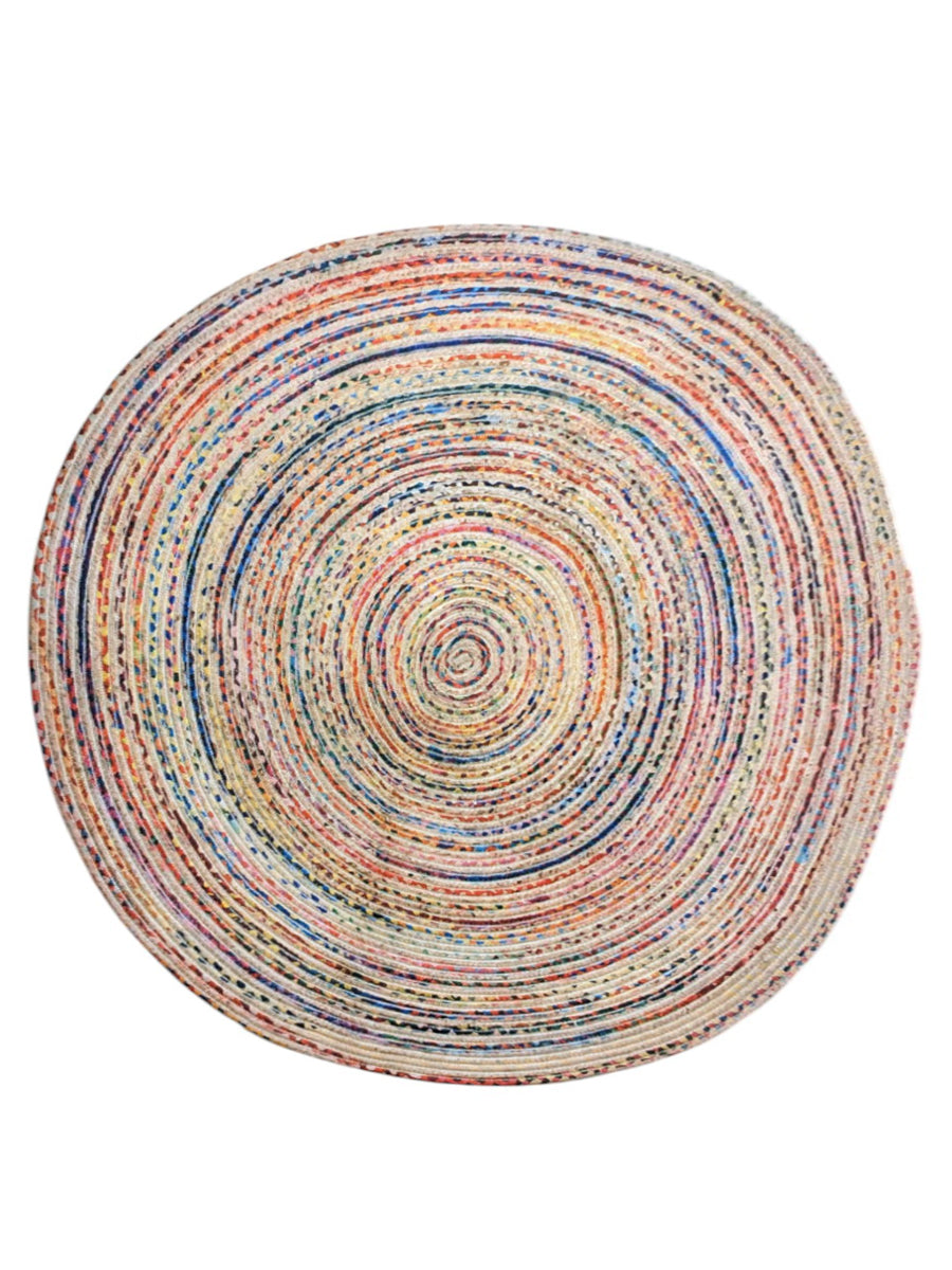 Braided Overdyed Jute Rug - 82 x 82 cm