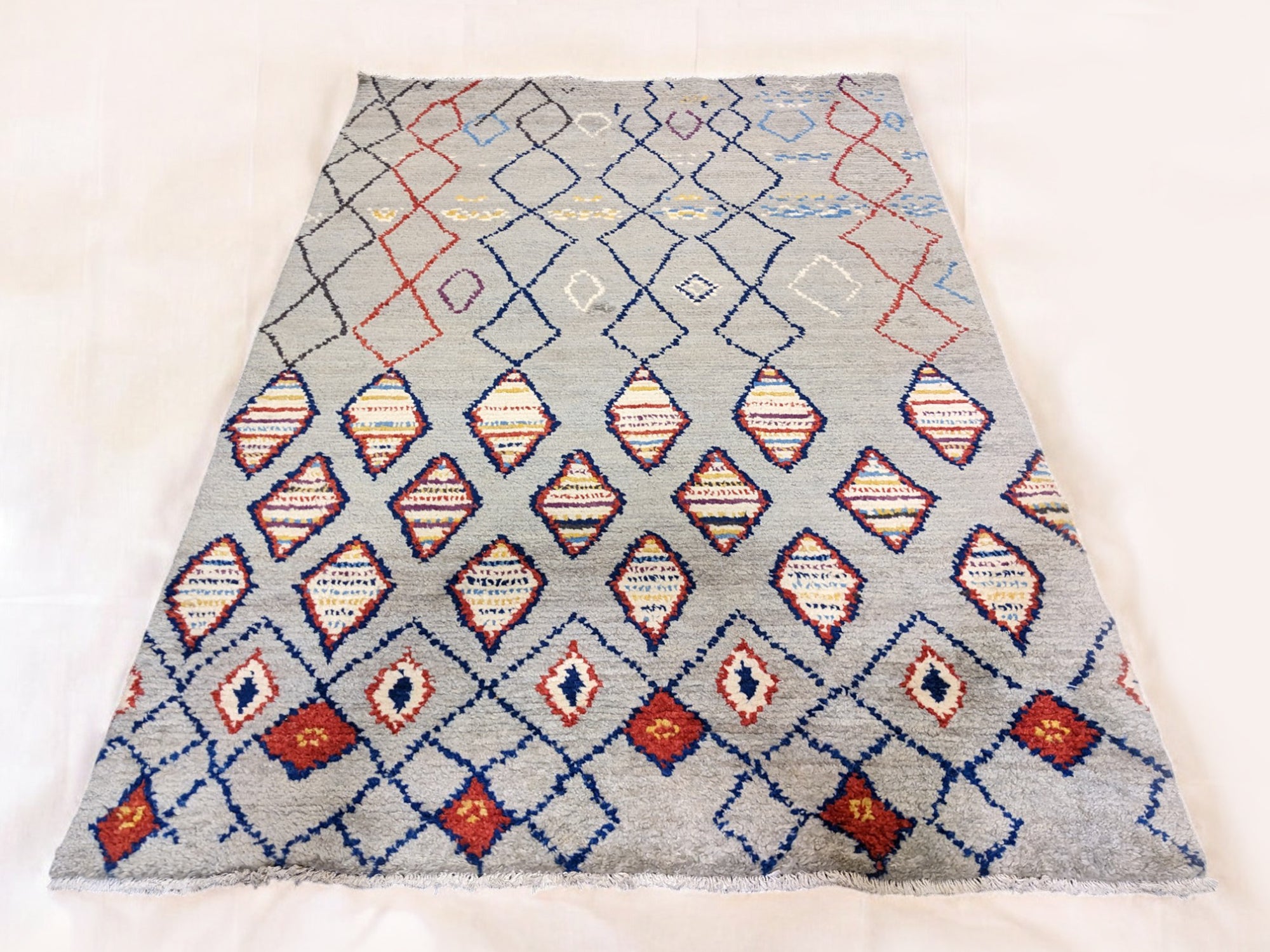 Parallax -  Moroccan Hand Knotted Multicolor Geometric Berber Wool Rug | 244 x 162 cm