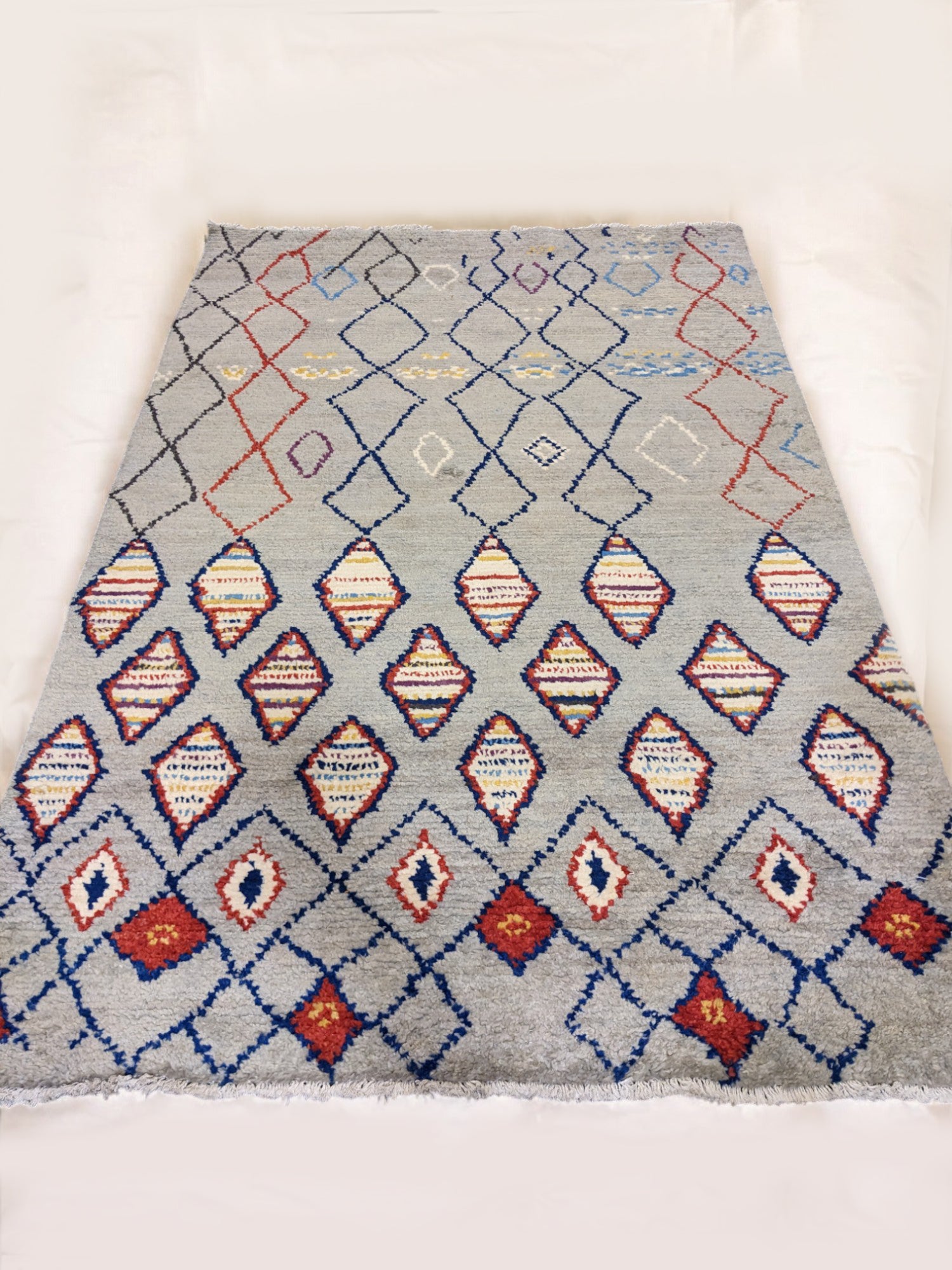 Parallax -  Moroccan Hand Knotted Multicolor Geometric Berber Wool Rug | 244 x 162 cm