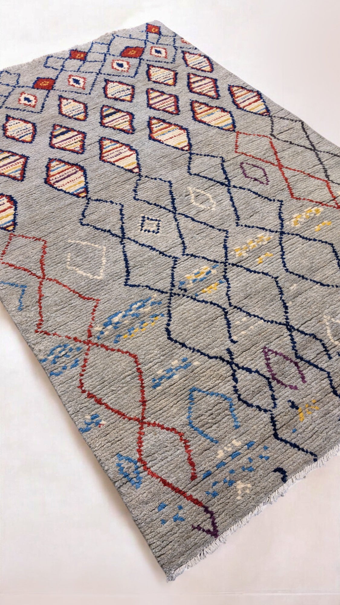 Parallax -  Moroccan Hand Knotted Multicolor Geometric Berber Wool Rug | 244 x 162 cm