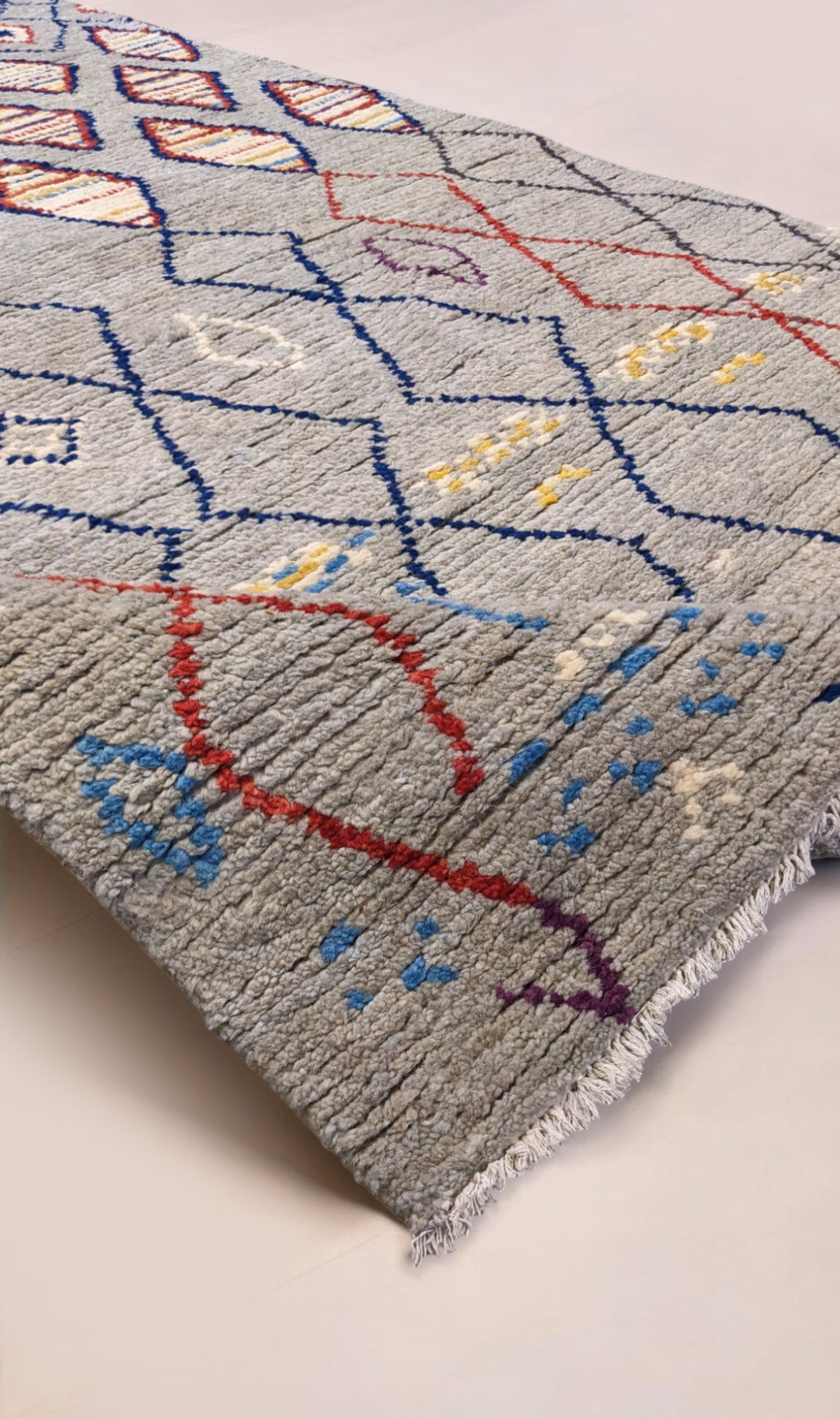 Parallax -  Moroccan Hand Knotted Multicolor Geometric Berber Wool Rug | 244 x 162 cm