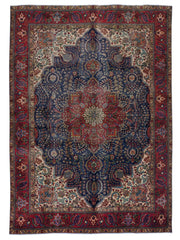 Tabriz - Vintage Persian Red & Blue Overdyed Hand Knotted Wool Rug | 351 x 247 cm