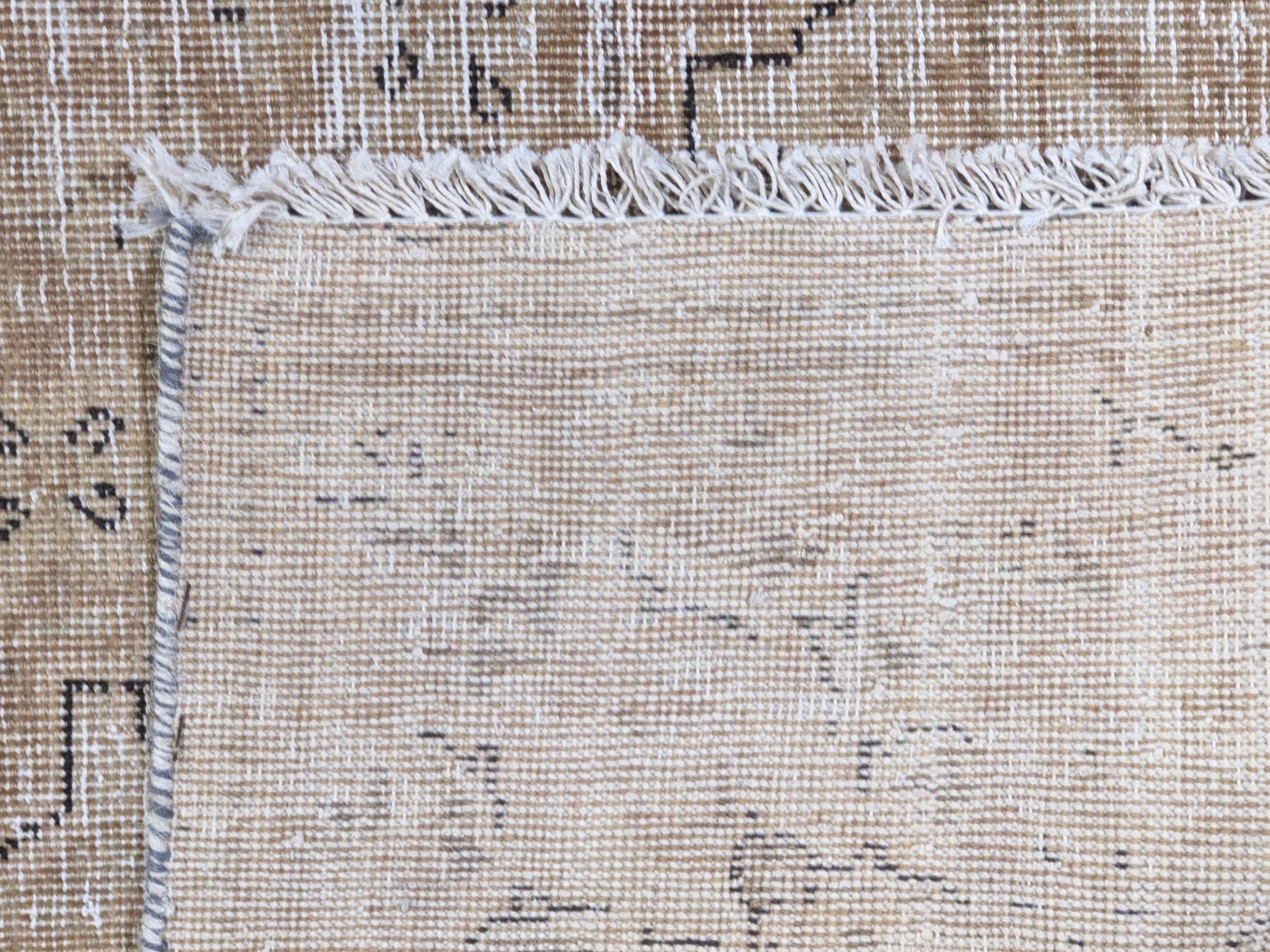Tabriz – Vintage Persian Beige & Ivory Overdyed Hand Knotted Wool Runner | 302 x 183 cm