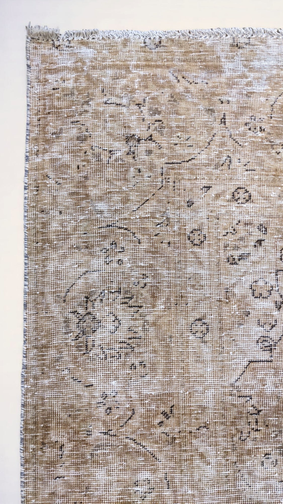 Tabriz – Vintage Persian Beige & Ivory Overdyed Hand Knotted Wool Runner | 302 x 183 cm