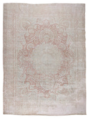 Nain – Vintage Persian Blush Pink & Ivory Overdyed Hand Knotted Wool Rug | 384 x 290 cm