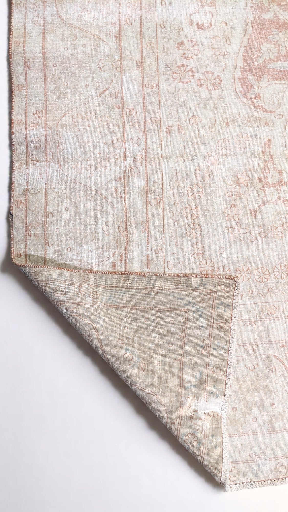 Nain – Vintage Persian Blush Pink & Ivory Overdyed Hand Knotted Wool Rug | 384 x 290 cm