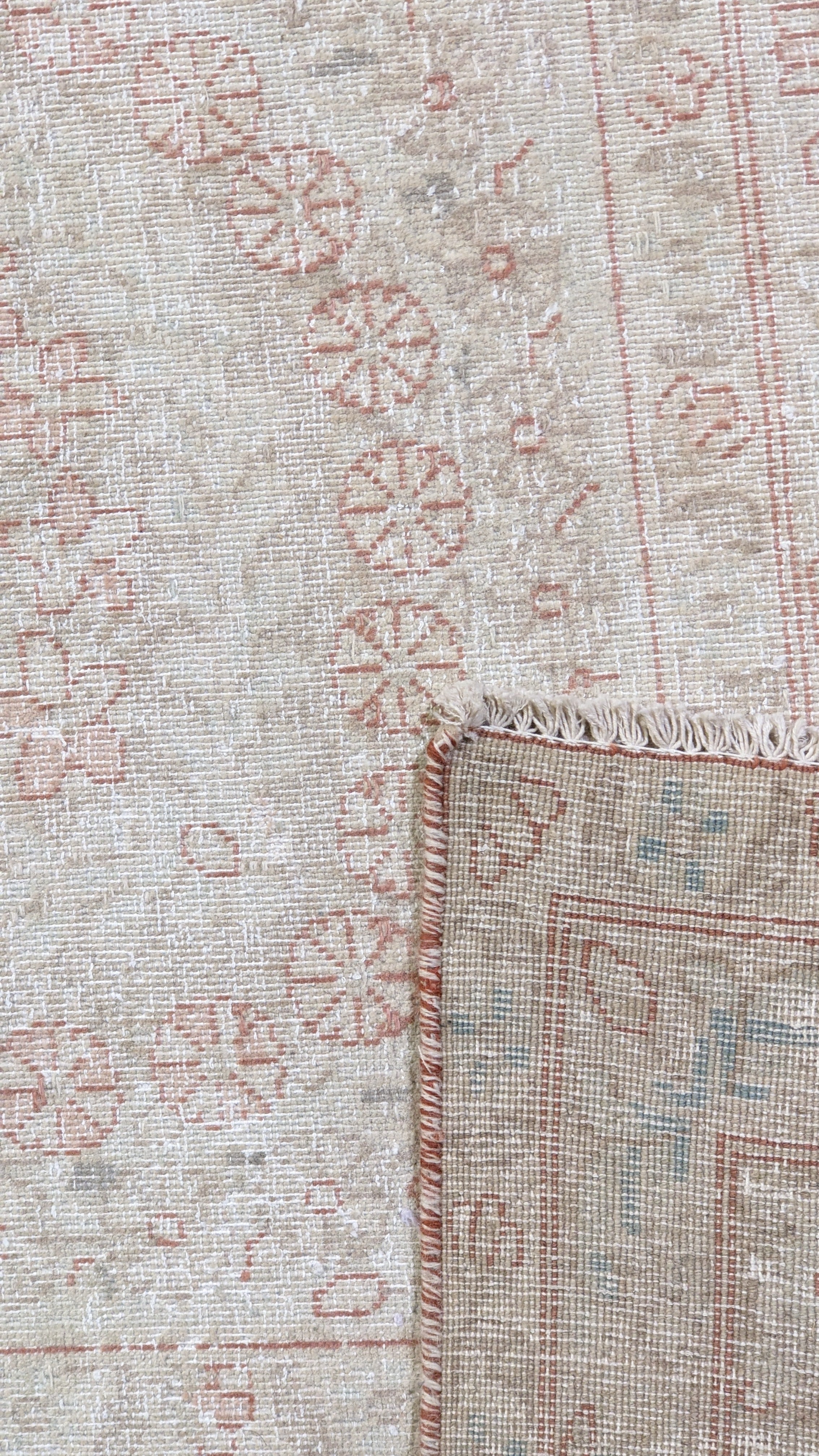 Nain – Vintage Persian Blush Pink & Ivory Overdyed Hand Knotted Wool Rug | 384 x 290 cm